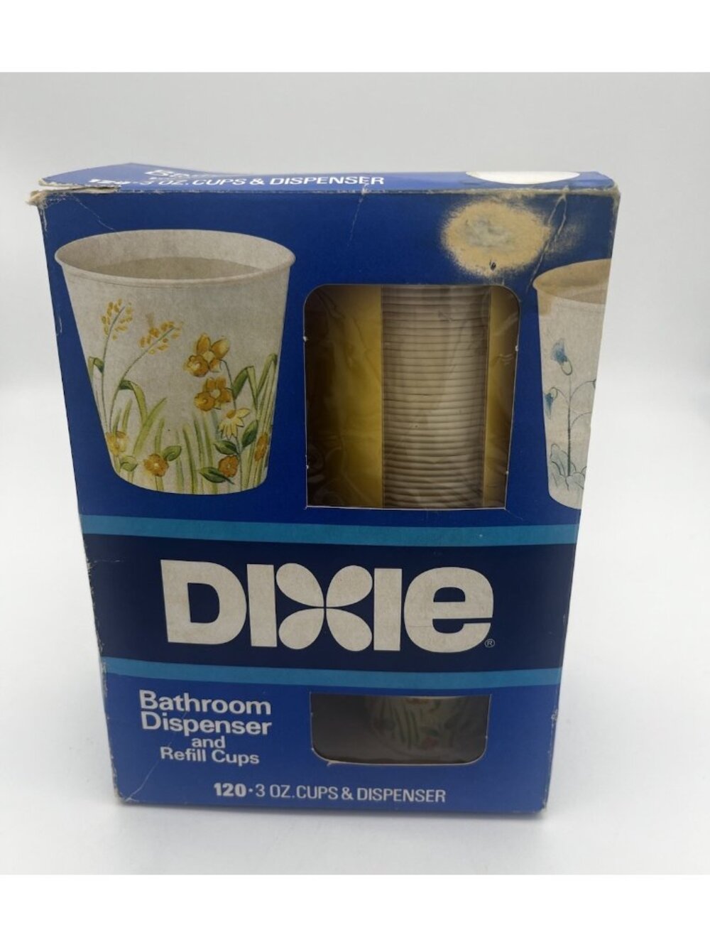 Vintage Dixie Bathroom Dispenser & Refill Cups Yellow 120-3 oz Cups Wall Mount